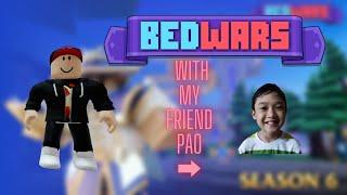 W POP CAT! l Red and Pao play Roblox Bedwars (First Video)