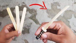 Make a Mini KATANA with Popsicle Stick - Japanese Samurai Sword - Miniature