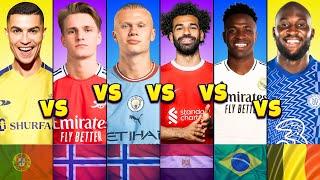 Comparison: Vinicius Jr vs Haaland vs Ronaldo vs Mohamed Salah vs Lukaku vs Odegaard