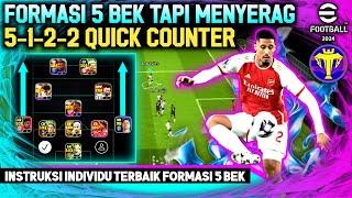 FORMASI 5 BEK TAPI MENYERANG!!! 5122 QUICK COUNTER DENGAN SERANGAN AGRESIF eFootball 2024 Mobile