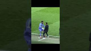 Andre Onana hugs Amorim in celebrations vs Lyon after Maguire winning goal