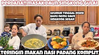 PERDANA!! MASAK DAUN SINGKONG GULAI DAN IKAN TERI KACANG NIAT MAU BUAT NASI PADANG KOMPLIT