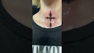 Self harm 2 , Cross tattoo for Masha …With Mom permission #selfharm #crosstattoo #necktattoo