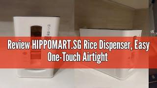 Review HIPPOMART.SG Rice Dispenser, Easy One-Touch Airtight with Roller White