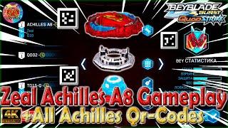 Gameplay Zeal ACHILLES A8 + All Old Qr-Codes | Геймплей Zeal Achilles A8 - Beyblade Burst Quadstrike