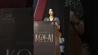 Ritika Singh Speech at Kolai Movie Press Meet