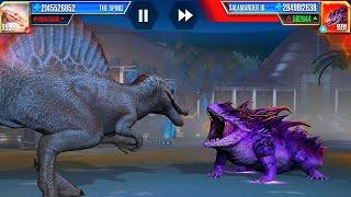 THE SPINO MAX LEVEL 9999 VS SALAMANDER 16 GOD | JURASSIC WORLD THE GAME
