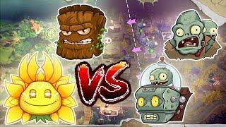 Sunflower Queen and Big Stump vs Mech Gargantuar and Gargantuar | Plants vs Zombies Garden Warfare 2