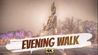 Kharkov Ukraine 2022 Evening relaxing walk in the city center, through the park 4K