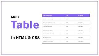 How To Create Table In HTML And CSS | HTML Website Tutorials