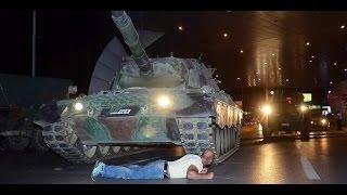 Turkish Military coup Tank running over citizens and  crushing cars