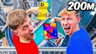 IPHONE vs SAMSUNG aus 200 METER fallen lassen!  Welches überlebt besser?