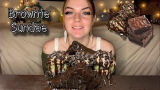 CHOCOLATE CHIP COOKIE DOUGH BROWNIE SUNDAE MUKBANG! (Vegan)