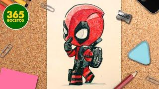 COMO DIBUJAR A DEADPOOL KAWAII - Paso a paso y a lápiz - Dibujo kawaii facil con 365bocetos