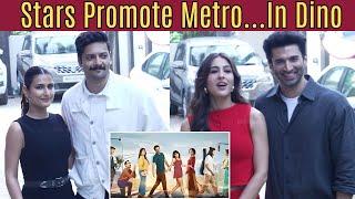Ali Fazal, Sara Ali Khan & Fatima Sana Shaikh promote Metro…In Dino at T-Series office 