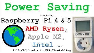 Power Saving - Pi4 & Pi5 vs. AMD vs. Intel vs. Apple - Using FET Benchmark