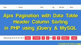 Ajax Pagination with Column Sorting in PHP