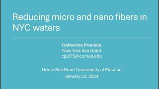 Reducing Micro and Nano Fibers in NYC Waters — Presentation for SG Urban COP (January 2024)
