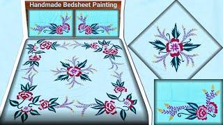 HandmadeFlower Bedsheet Set Painting | Home Decoration [Tabrez Arts]