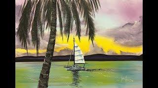 #271 How to paint a sailing yacht an palm scene