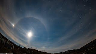 Geminid Meteors & Moon ring - 14 Dec. 2022