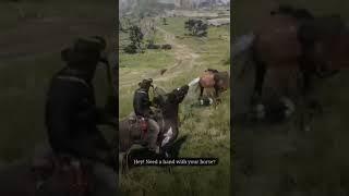 don't scream if someone is behind a horse #RDR2 #gaming #western #cowboy #horse #kick #shorts