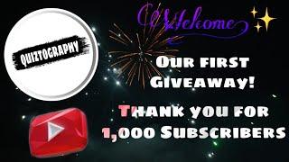 *GIVEAWAY ALERT* 1,000 Subscribers Special Giveaway | 19 March 2021 | Quiztography