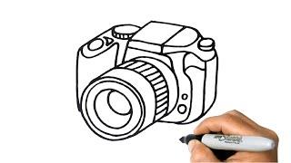 How to DRAW a DIGITAL CAMERA DLSR Easy Step by Step