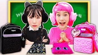 지니핑크& 보니블랙 새학기 학용품 챌린지! Black vs Pink Challenge