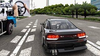 180SX Drifting Osaka Industrial Zone - Assetto Corsa PC | Steering Wheel Gameplay