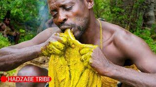 Cooking Unwashed Beef Soup With The Hadzabe Tribe: Watch How Wild Men Prepare Lunch In The Bush!.