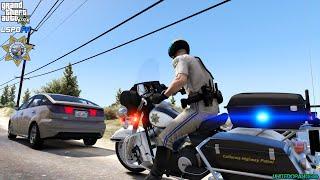 GTA V - LSPDFR 0.4.9 - SAHP/CHP - Highway Bike Patrol - Murder Investigation | Knife Attack - 4K