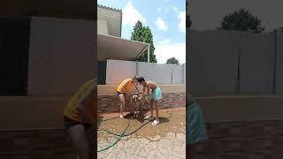 Giving the German Shepherd a Bath in Valencia, Spain. #shorts