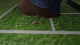 Animation of Peach flattened during Tennis game