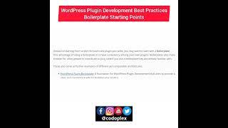 Boilerplate Starting Points - WordPress Plugin Development Best Practices