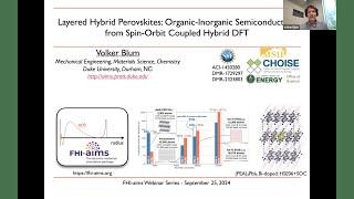 FHI-aims Webinar: Efficient dispersion-corrected hybrid DFT with FHI-aims, Talk 1 by Dr. Volker Blum