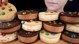 ASMR M&M Chocolate Vanilla Ice Cream Candy Cookie Sandwiches Dessert Mukbang | Eating Sounds 먹방