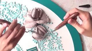 Sculptural painting, how to make roses on the wall clock