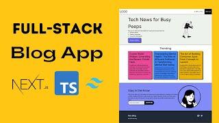 NextJs Tutorial - Build a Full-Stack Blog App w/ TypeScript, Tailwind, Neobrutalism-inspired