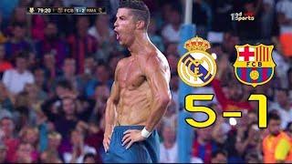 ملخص مباراة ريال مدريد وبرشلونة 5 1 مباراتي سوبر اسبانيا 2017 تعليق فهد العتيبي HD