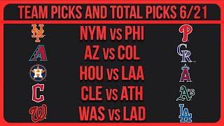MLB Picks & Predictions Today 6/21/25 | MLB Picks Today 6/21/25