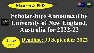 Scholarships Announced by University of New England, Australia for 2022 #free #education #masters