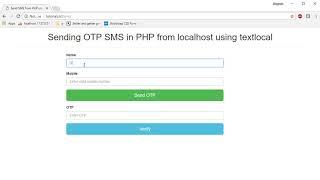 Sending OTP SMS in PHP from localhost using textlocal