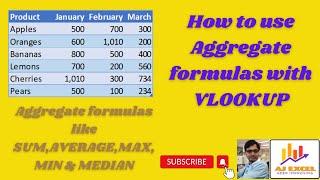 Master VLOOKUP with Aggregate Functions: SUM, AVERAGE, MAX, MIN & MEDIAN in Excel