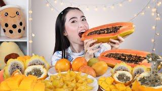 ASMR MUKBANG EXOTIC FRUITS | GRANADILLA, PITAYA, STARFRUIT, MANGO, PAPAYA