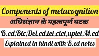 Components of metacognition |  अधिसंज्ञान के महत्वपूर्ण घटक (अवयव) |  BestEducationClasses.