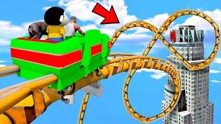 SHINCHAN AND FRANKLIN TRIED ROLLER COASTER LEVEL 1 VS LEVEL 7 CHALLENGE IN GTA 5