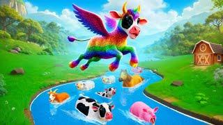 Super Rainbow Cow Rescues Farm Animals from a Powerful Storm - Epic Animal Adventure Begins! 