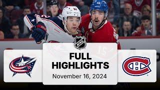 NHL Highlights | Blue Jackets vs. Canadiens | November 16, 2024