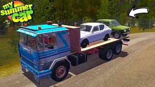 NEW GIFU FLATBED TRUCK FOR TRANSPORTING CARS - SCRAPCAR AND HAYBALE JOB | My Summer Car Mods #51